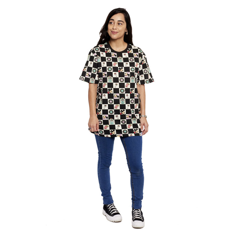 Mickey x26 Minnie Date Night Diner Checkered All-Over Print Unisex Tee