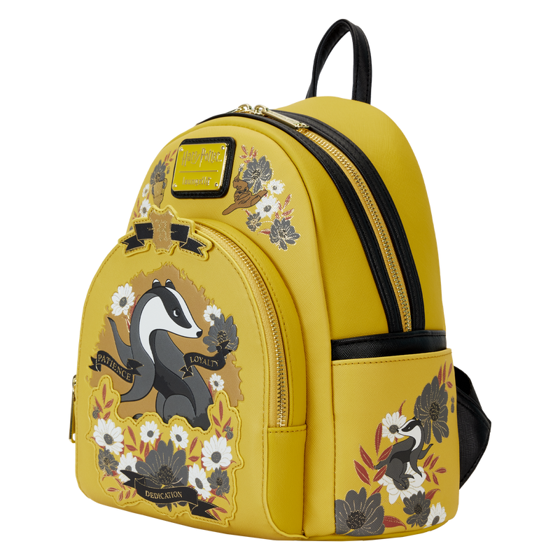 Harry Potter Hufflepuff House Floral Tattoo Mini Backpack
