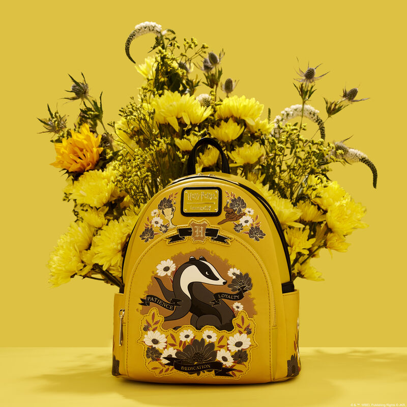 Harry Potter Hufflepuff House Floral Tattoo Mini Backpack
