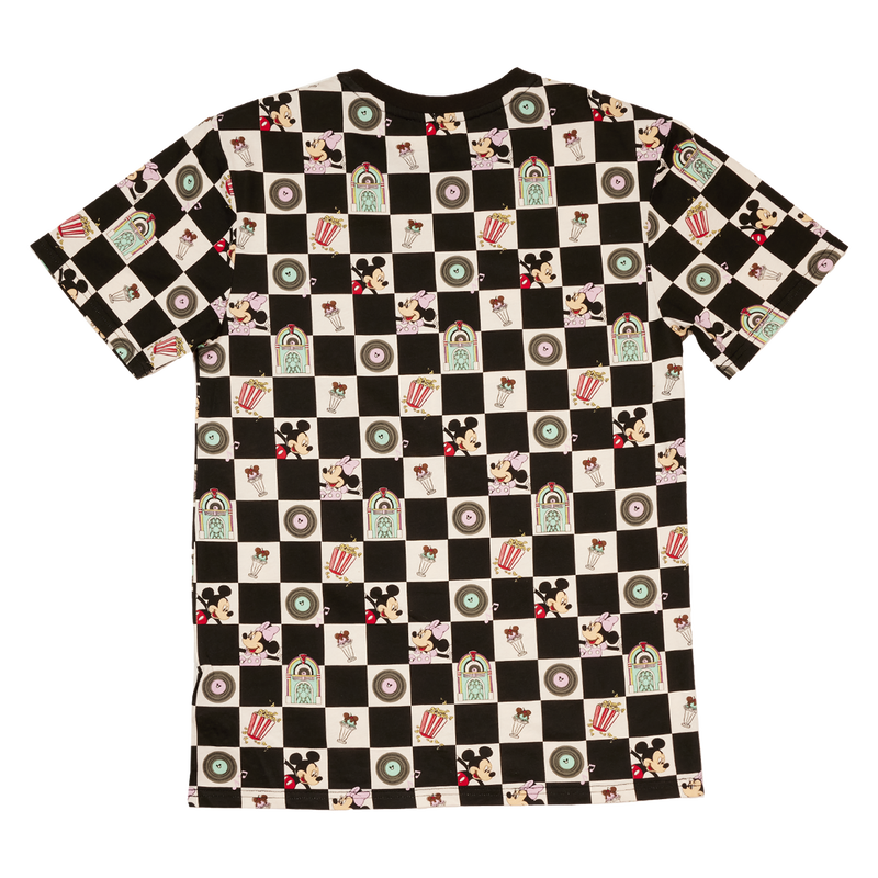 Mickey x26 Minnie Date Night Diner Checkered All-Over Print Unisex Tee