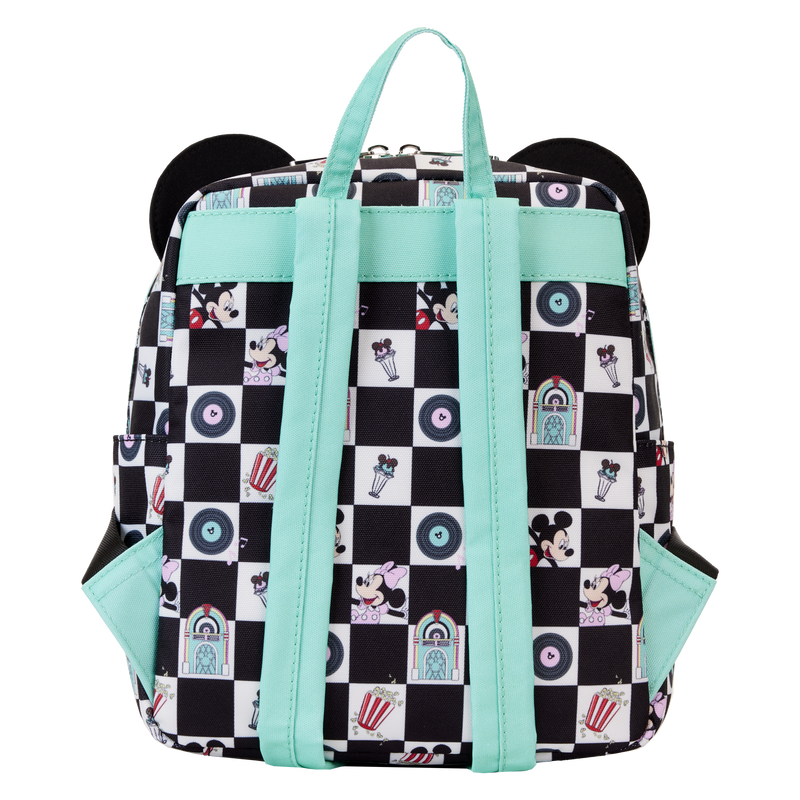 Mickey x26 Minnie Date Night Diner Checkered All-Over Print Nylon Square Mini Backpack