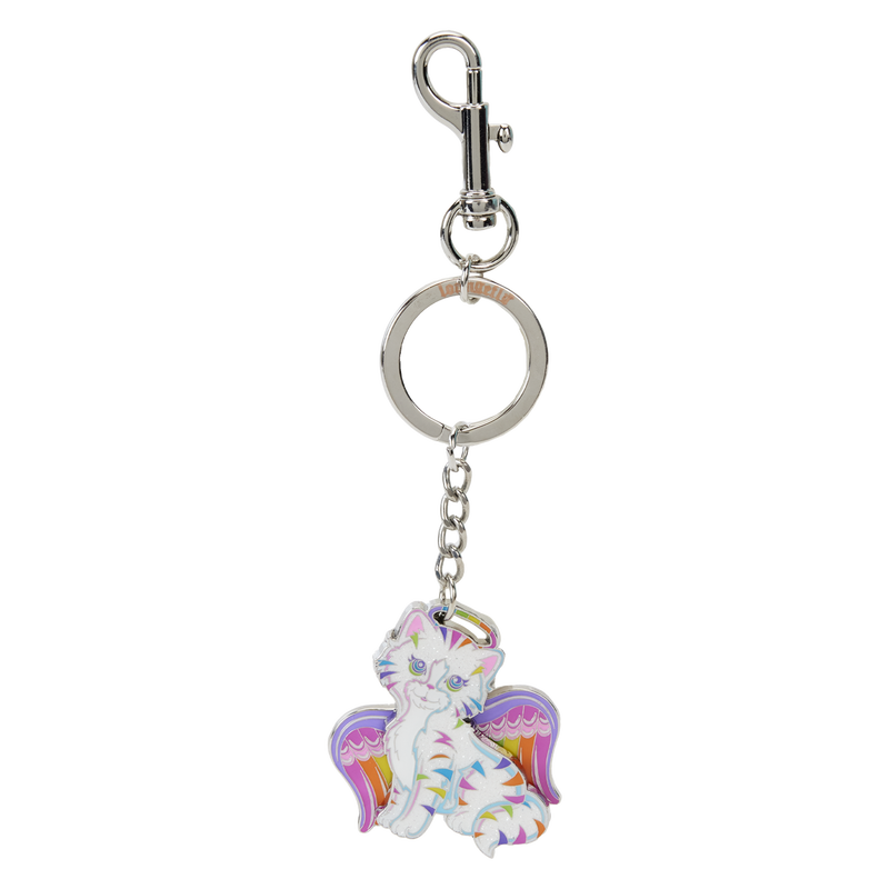 Lisa Frank Holographic Glitter Angel Kitty Moving Keychain