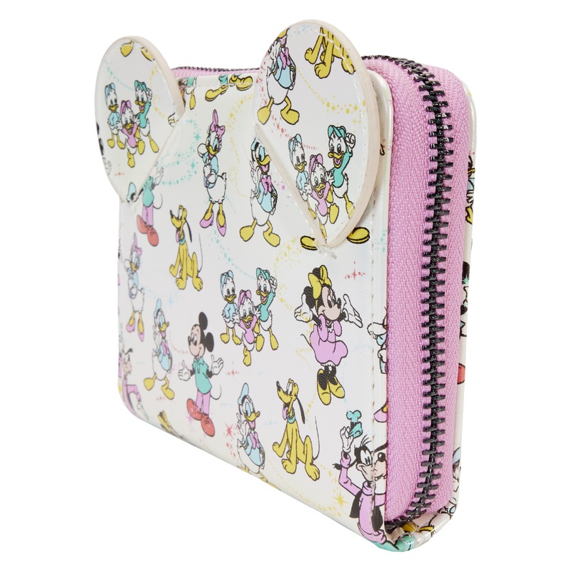 Disney100 Mickey x26 Friends Classic All-Over Print Iridescent Zip Around Wallet
