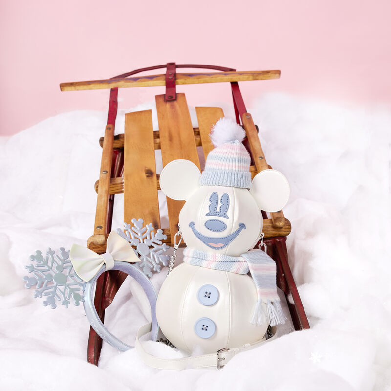 Stitch Shoppe Mickey Mouse Exclusive Winter Snowman Iridescent Figural Crossbody Bag