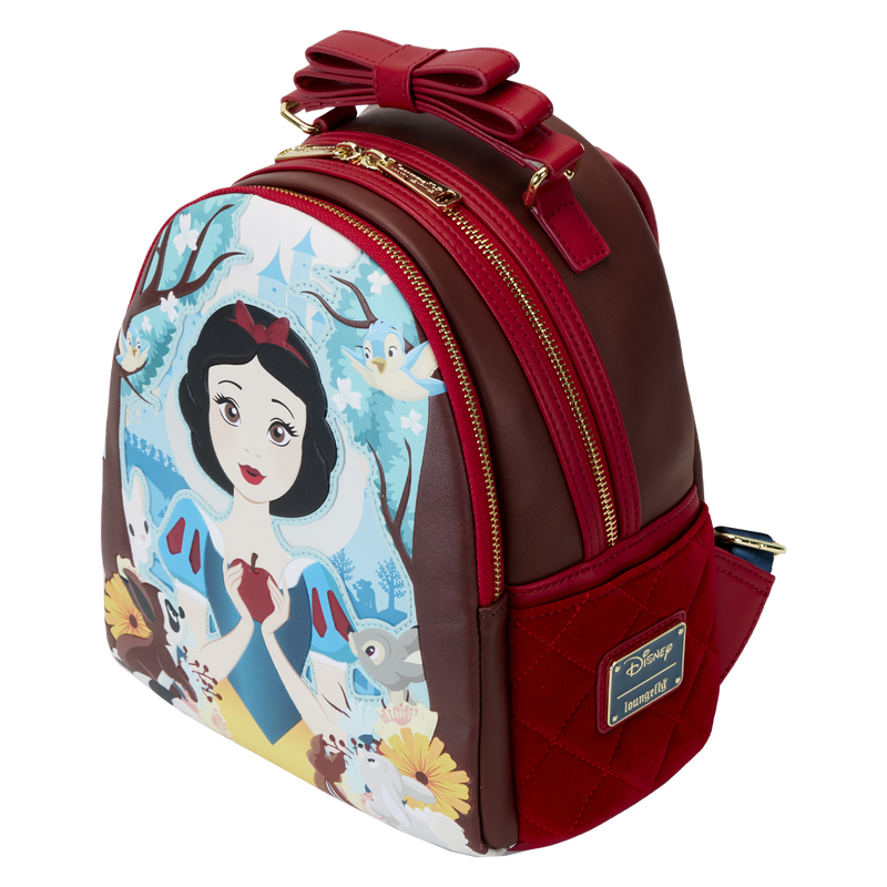 Snow White Classic Apple Quilted Velvet Mini Backpack