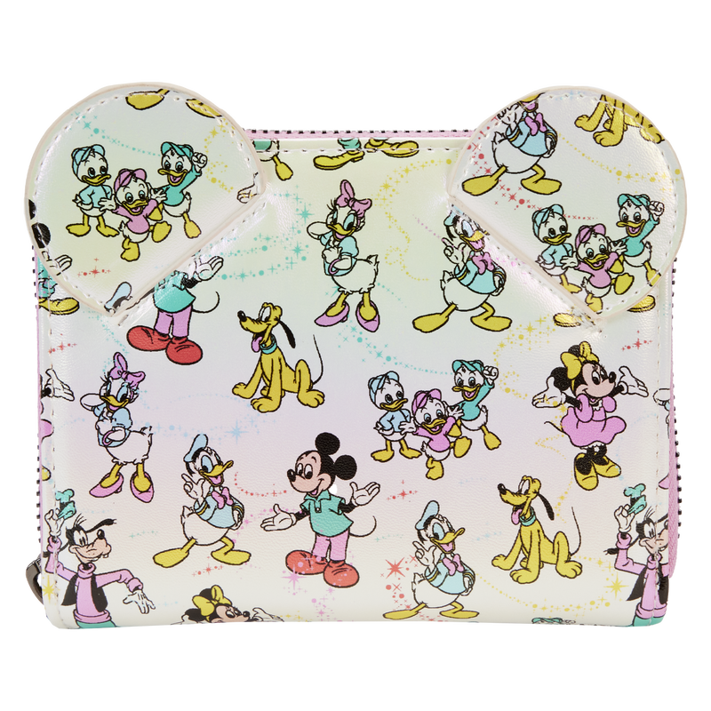 Disney100 Mickey x26 Friends Classic All-Over Print Iridescent Zip Around Wallet