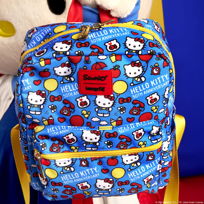 Sanrio Hello Kitty 50th Anniversary All-Over Print Nylon Square Mini Backpack