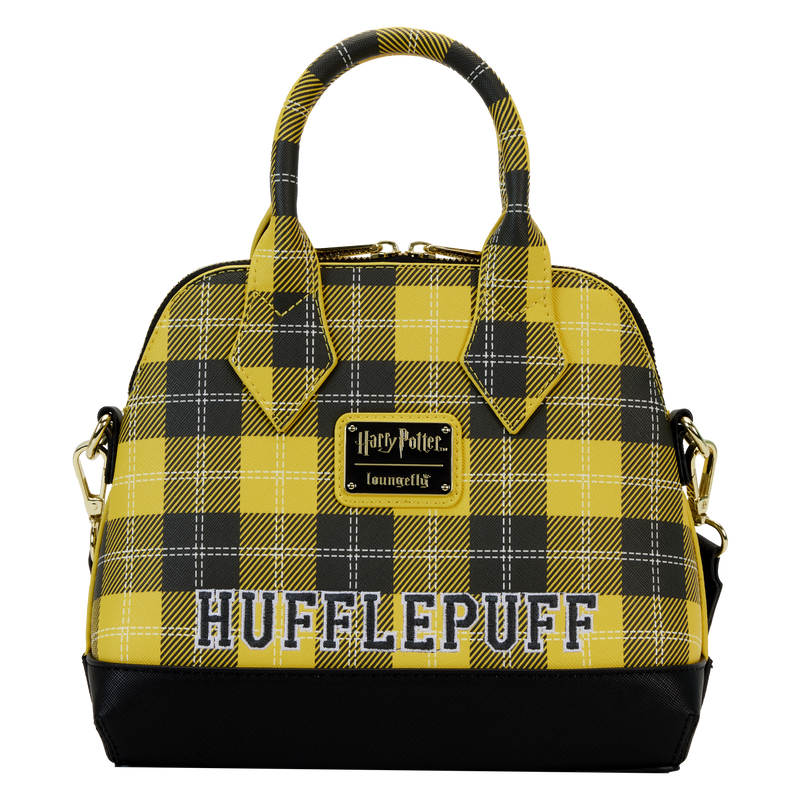 Harry Potter Hufflepuff Patch Varsity Plaid Crossbody Bag