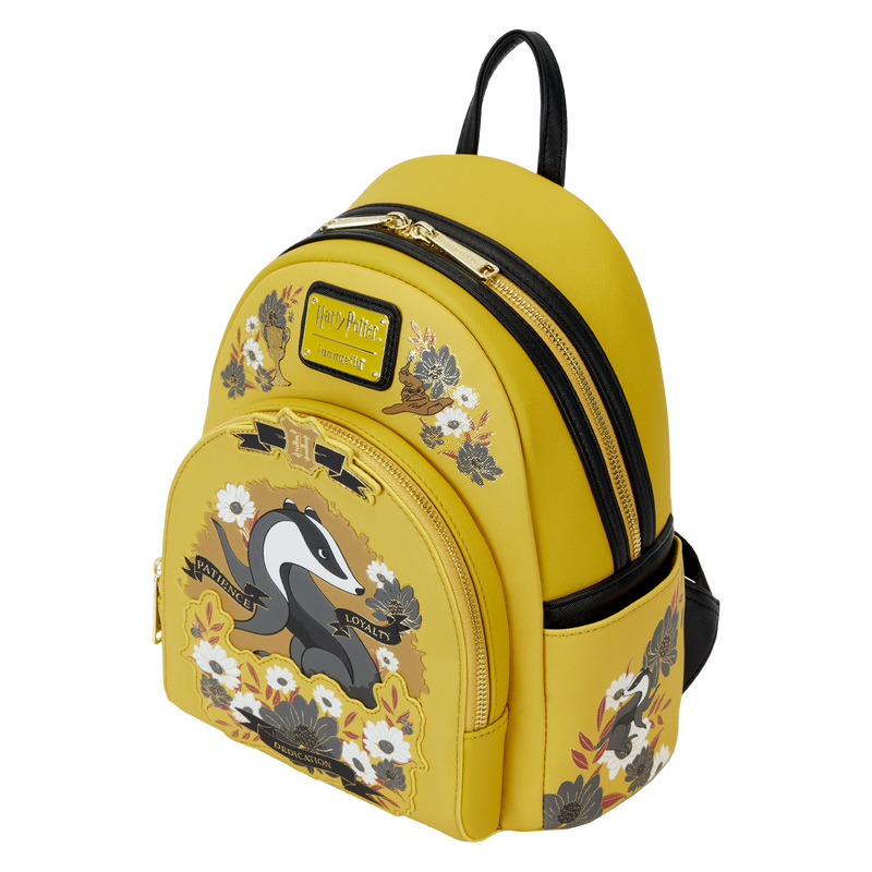 Harry Potter Hufflepuff House Floral Tattoo Mini Backpack