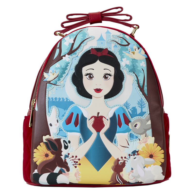Snow White Classic Apple Quilted Velvet Mini Backpack