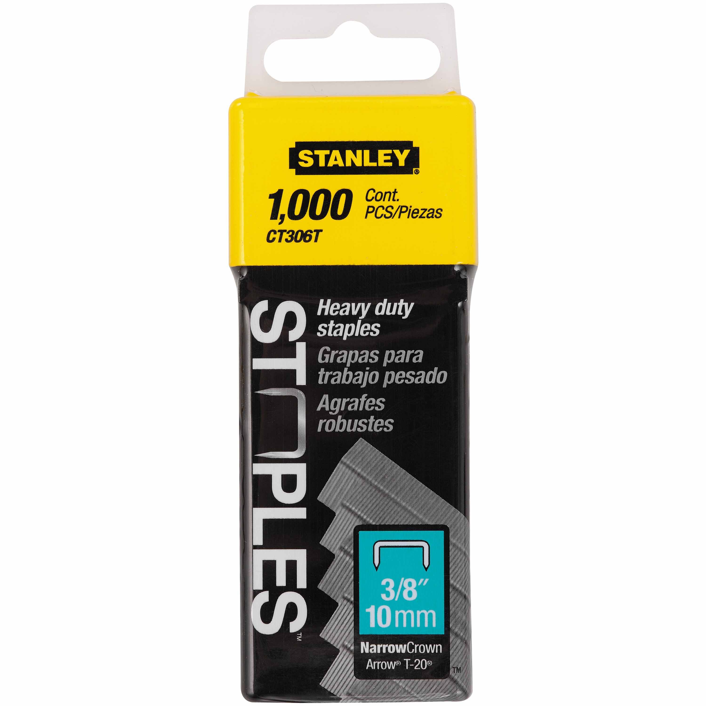 Stanley CT306T Heavy Duty Flat Narrow Crown Staples 3/8