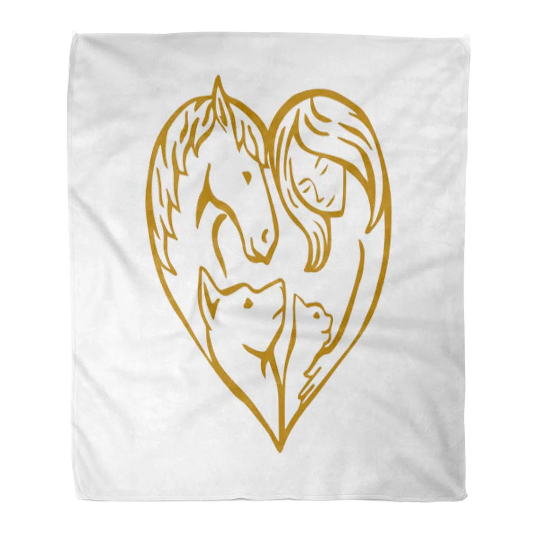 KDAGR Flannel Throw Blanket Grooming Modern Pet Family Veterinary Cat Dog Horse Soft for Bed Sofa and Couch 50x60 Inches