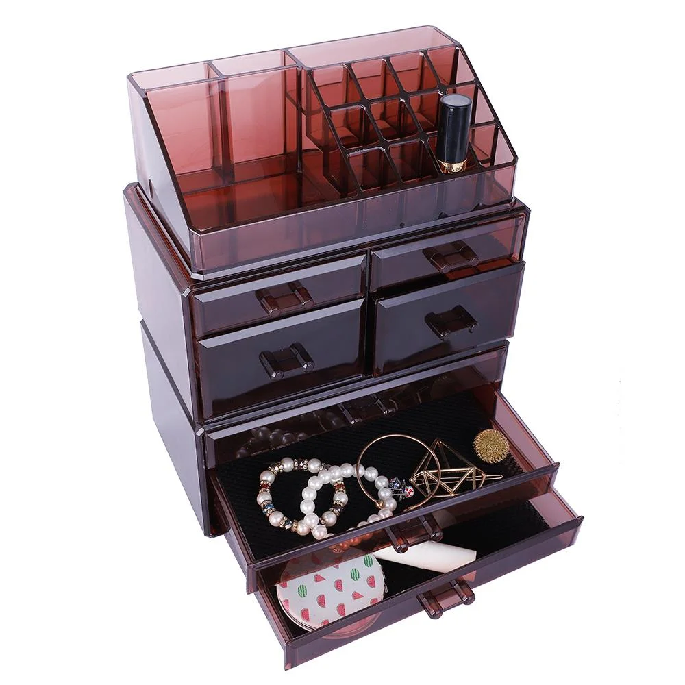 Winado Portable 3PCS Cosmetics Storage Rack Makeup Organizer with 3 Large Drawers,Coffee