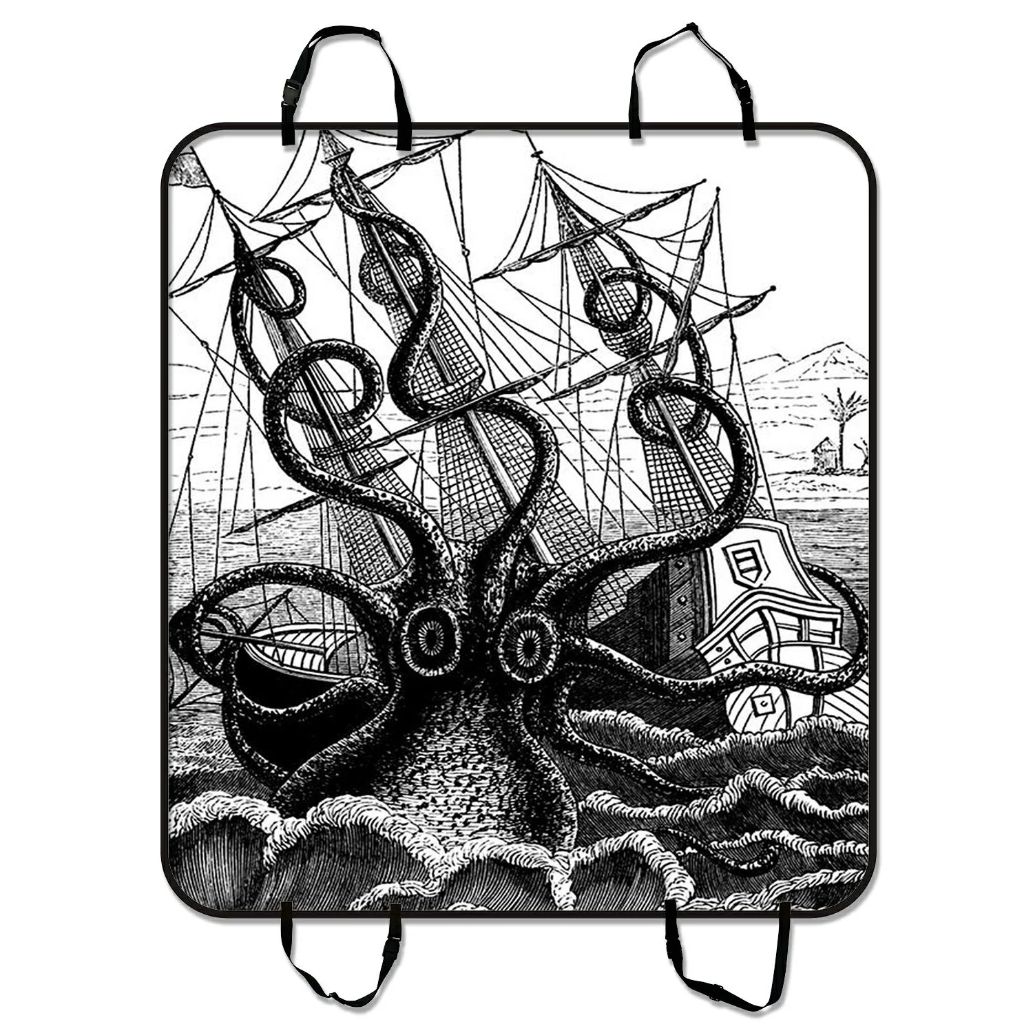 GCKG Black Octopus Pet Car Seat Cover Dog Car Seat Mat Hammock Cargo Mat Trunk Mat For Cars Trucks and SUV 54x60 inches