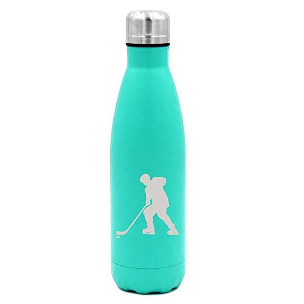 MIP Brand 17 oz. Double Wall Vacuum Insulated Stainless Steel Water Bottle Travel Mug Cup Hockey Player (Light-Blue)
