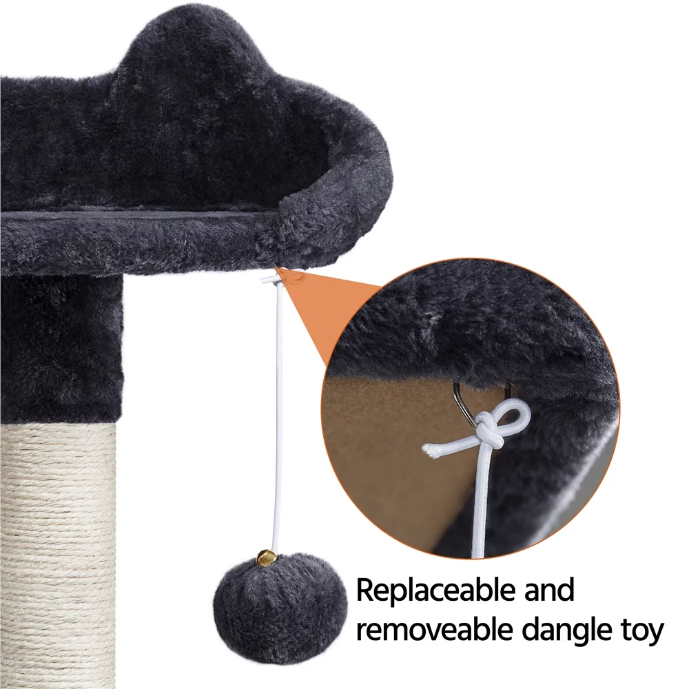 Topeakmart 64.5in Multi-level Large Cat Tree Condo Tower with Hammock Scratching Posts & Hammock, Black