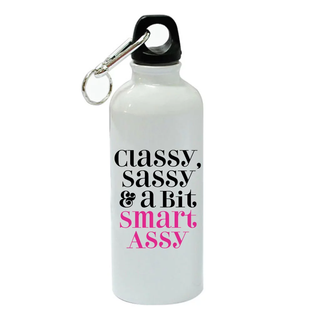 Classy - Sassy & A Bit Smart Assy White Aluminum Sports 20 oz Water Bottle