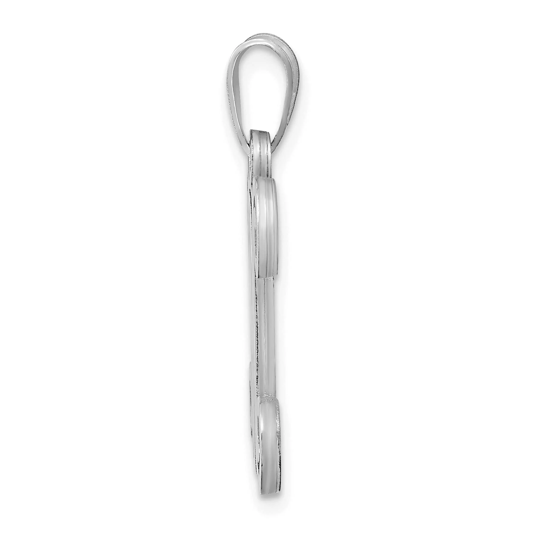 Saris and Things 10K White Gold Laser-Cut High Polished Initial Letter M Pendant