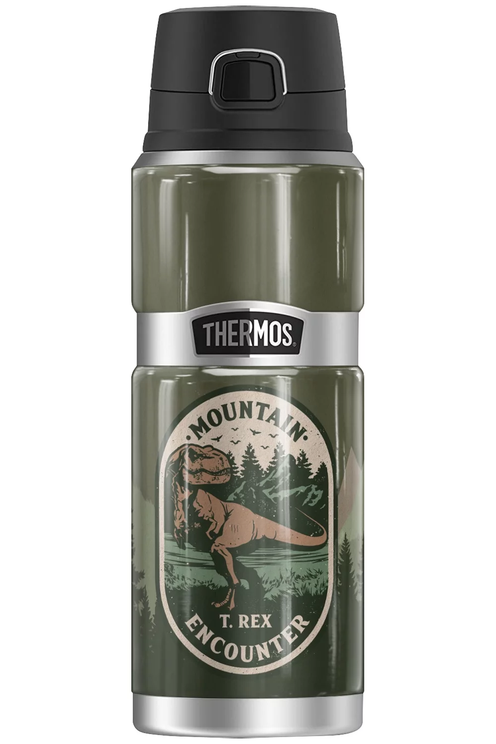 Jurassic World T-Rex Mountain Encounter THERMOS STAINLESS KING Stainless Steel Drink Bottle, Vacuum insulated & Double Wall, 24oz