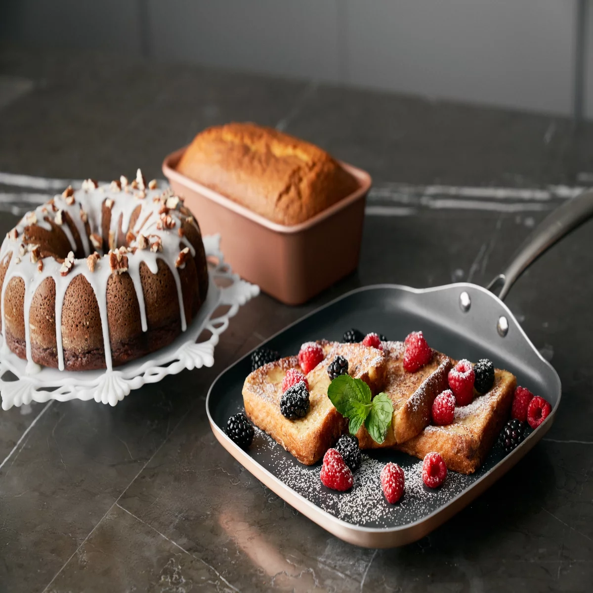 Orgreenic 22 Piece Ceramic Nonstick Cooking & Baking Set, Hammered Rose Gold