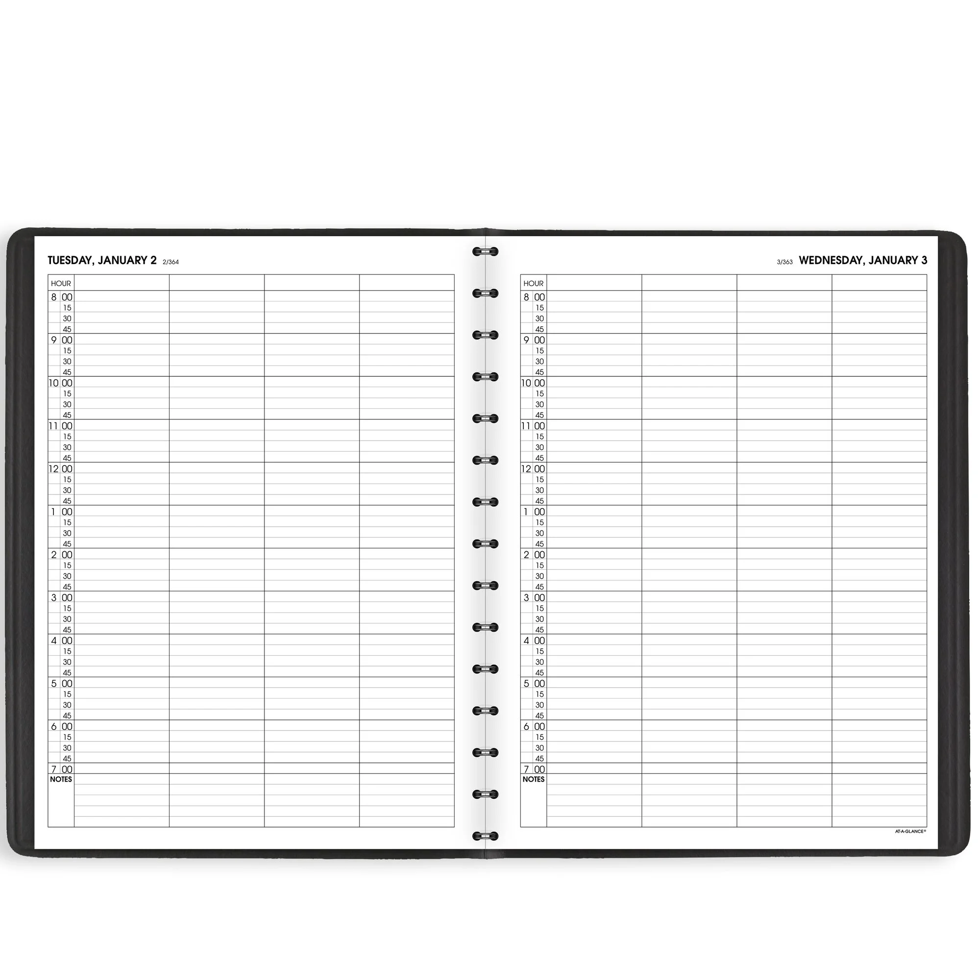 AT-A-GLANCE 2024 Four Person Group Daily Appointment Book Black Large 8 x 11 -