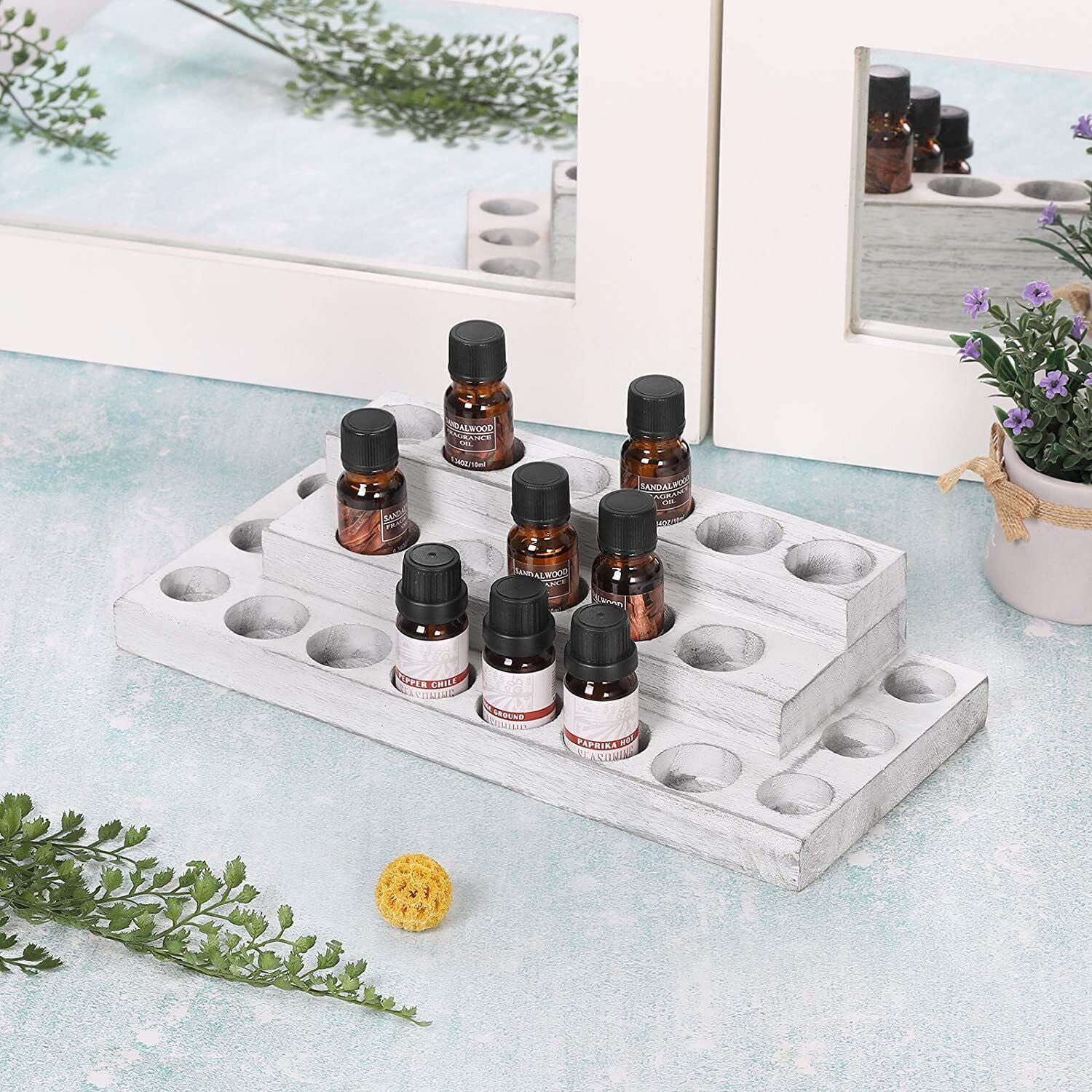 Essential Oils Storage Rack 3 Tiers Wooden Nail Polish Organizer Display Shelf