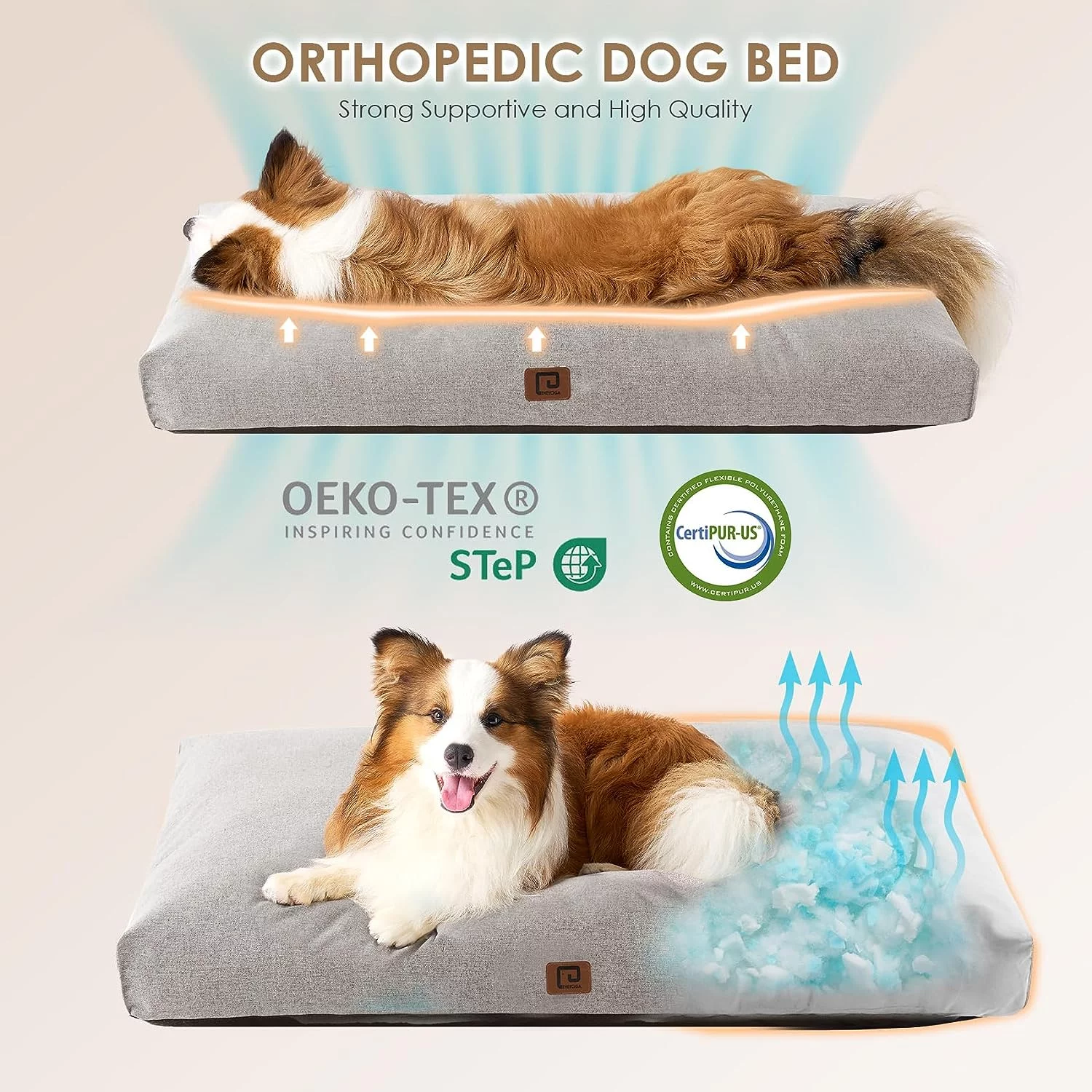 Shredded Memory Foam Dog Beds for Medium Dogs, Orthopedic Dog Bed for Crate with Washable Removable Cover, Pet Bed Dog Mattress Dog Pillow