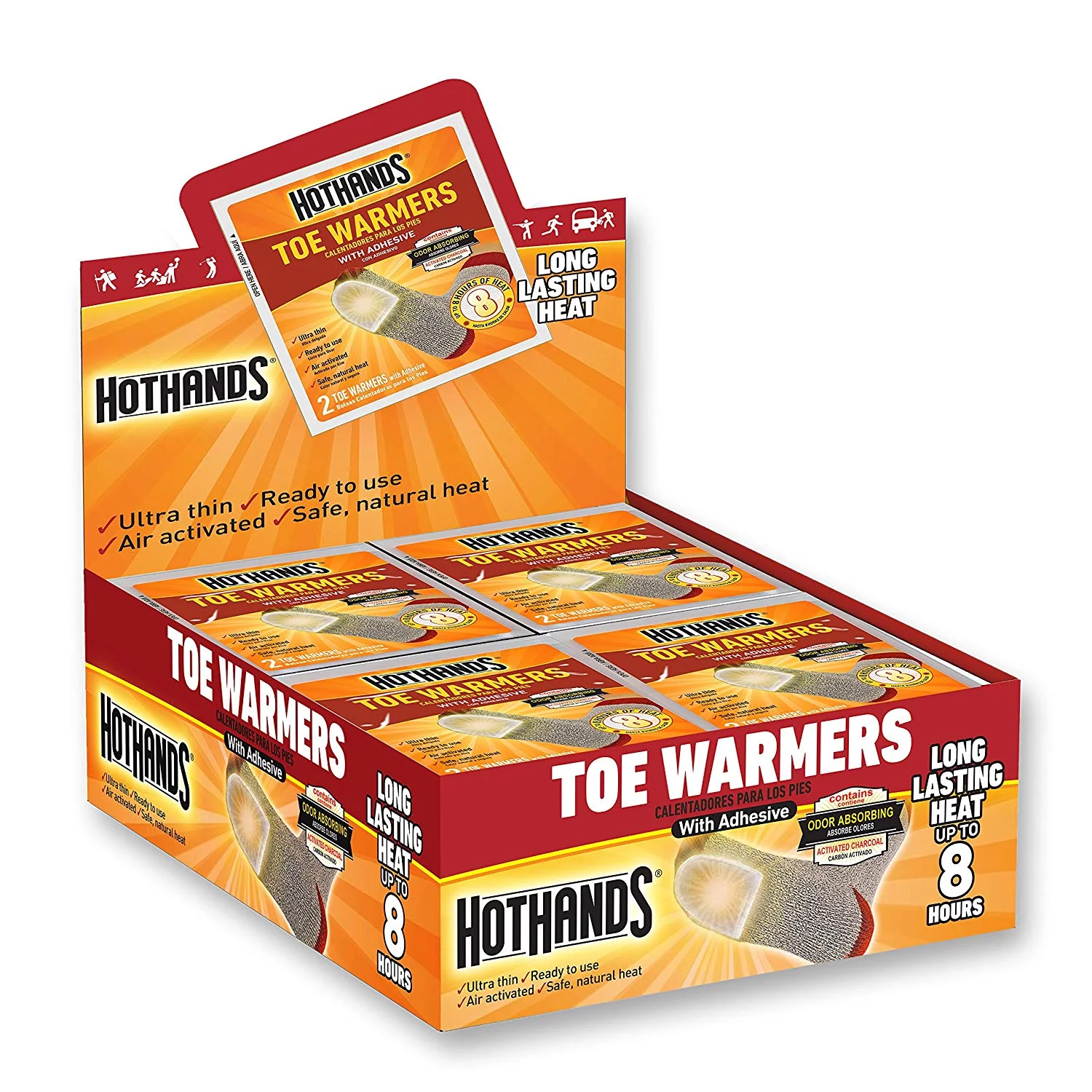 80 Pack HotHands Toasti-Toes Toe Warmer up to 8 Hours Safe Max Heat Warmers