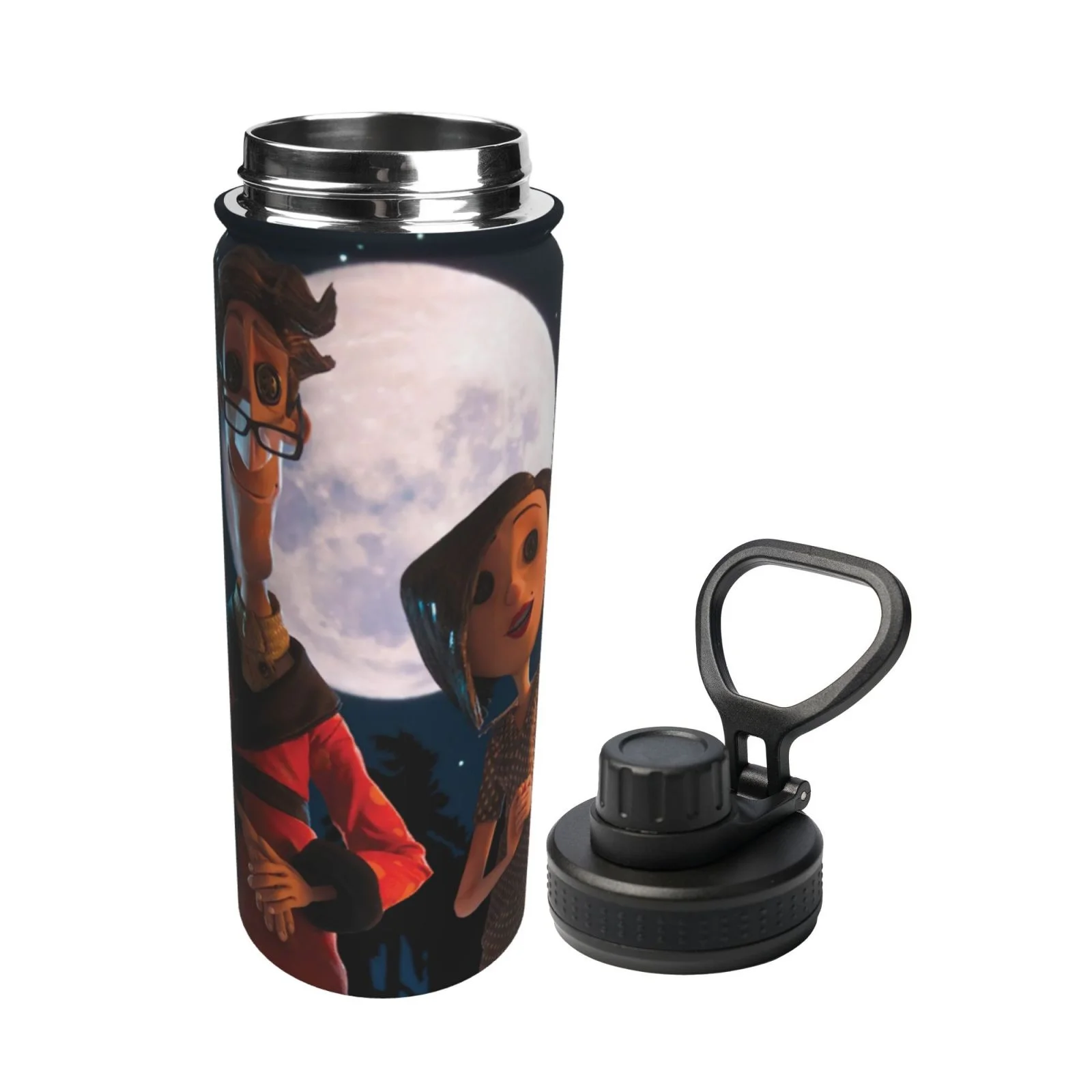 Coraline Unisex Sports Insulated Water Bottles Kettle Stainless Steel Portable Cup 18OZ For School Travel Gym Running