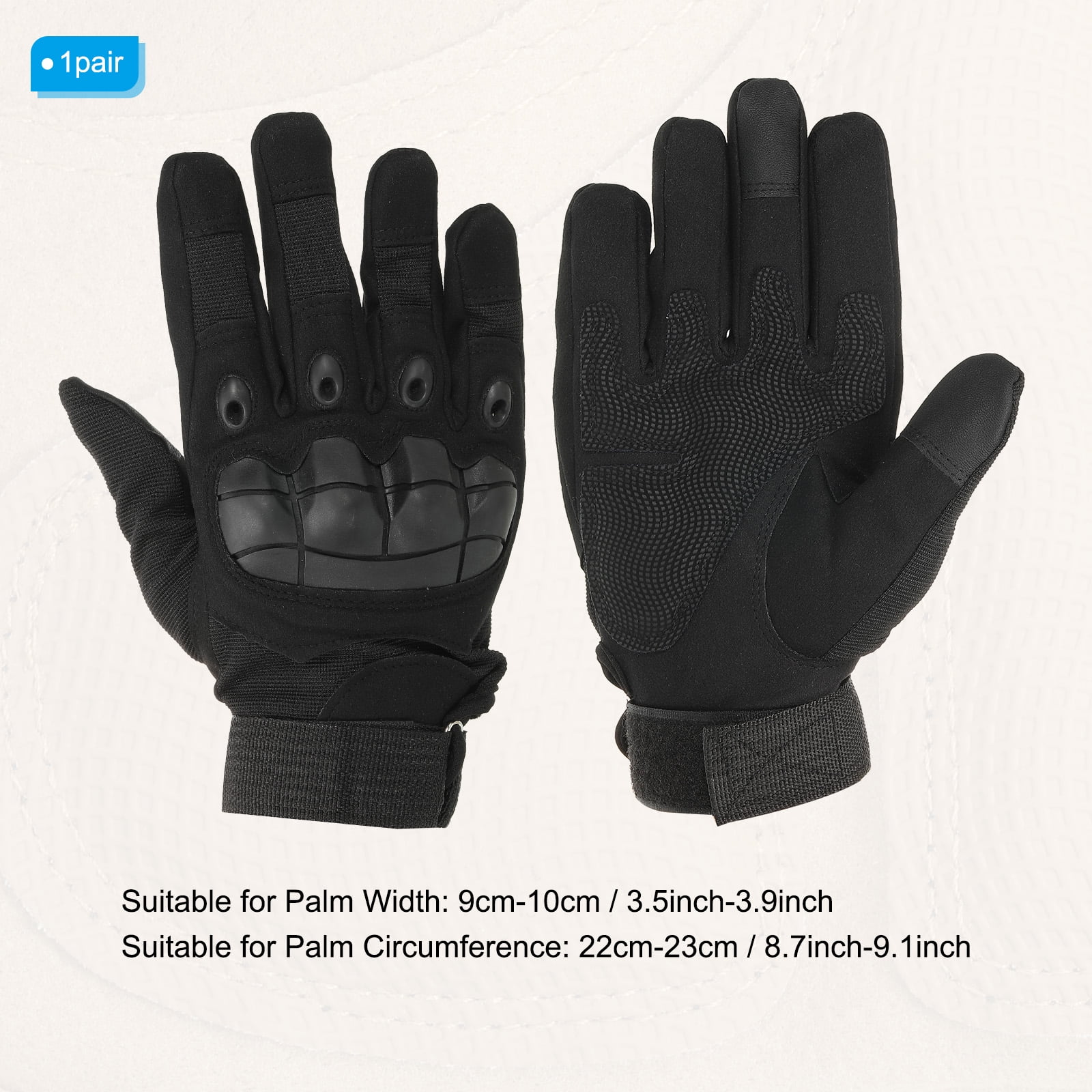 Uxcell Motorcycle Gloves Outdoor Full Finger Gloves Touch Screen Breathable Workout Gloves Black, XL