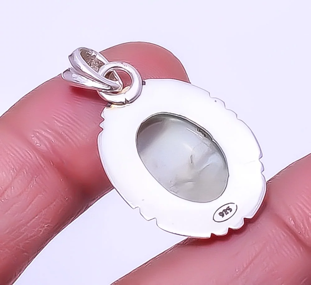 Prehnite Gemstone 925 Silver Plated Designer Handmade Pendant 1.37