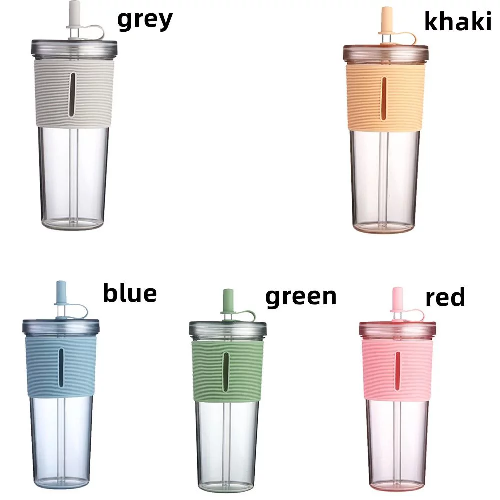 700ml Kettle Transparent Large Capacity Drink Bottle Plastic Cup Water Bottle Straw Cup RED