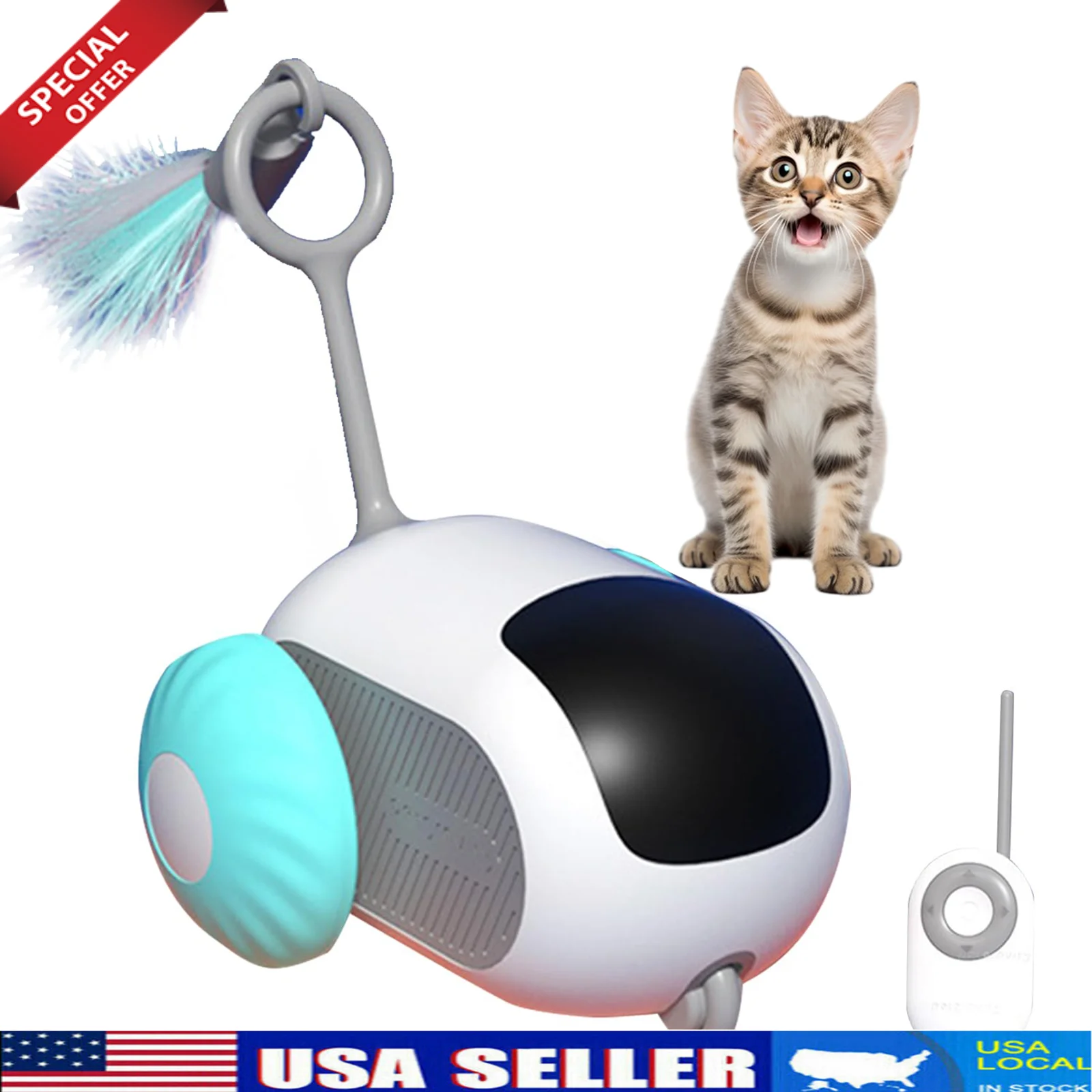 Car Remote Control Electric Cat Toys - Funny Feather Smart Interactive Cat Toy🔥
