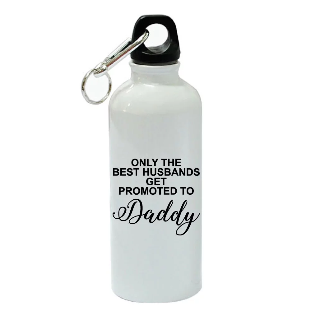 Only Best Husbands Get Promoted To Daddy White Aluminum Sports 20 oz Water Bottle