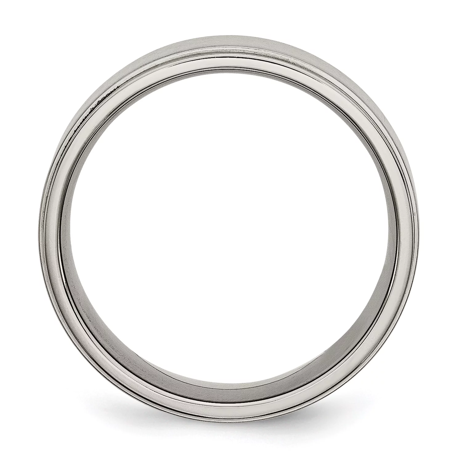 Carat In Karats Titanium Brushed Center 8mm Ridged Edge Band Size 12.5 - Unisex Ring