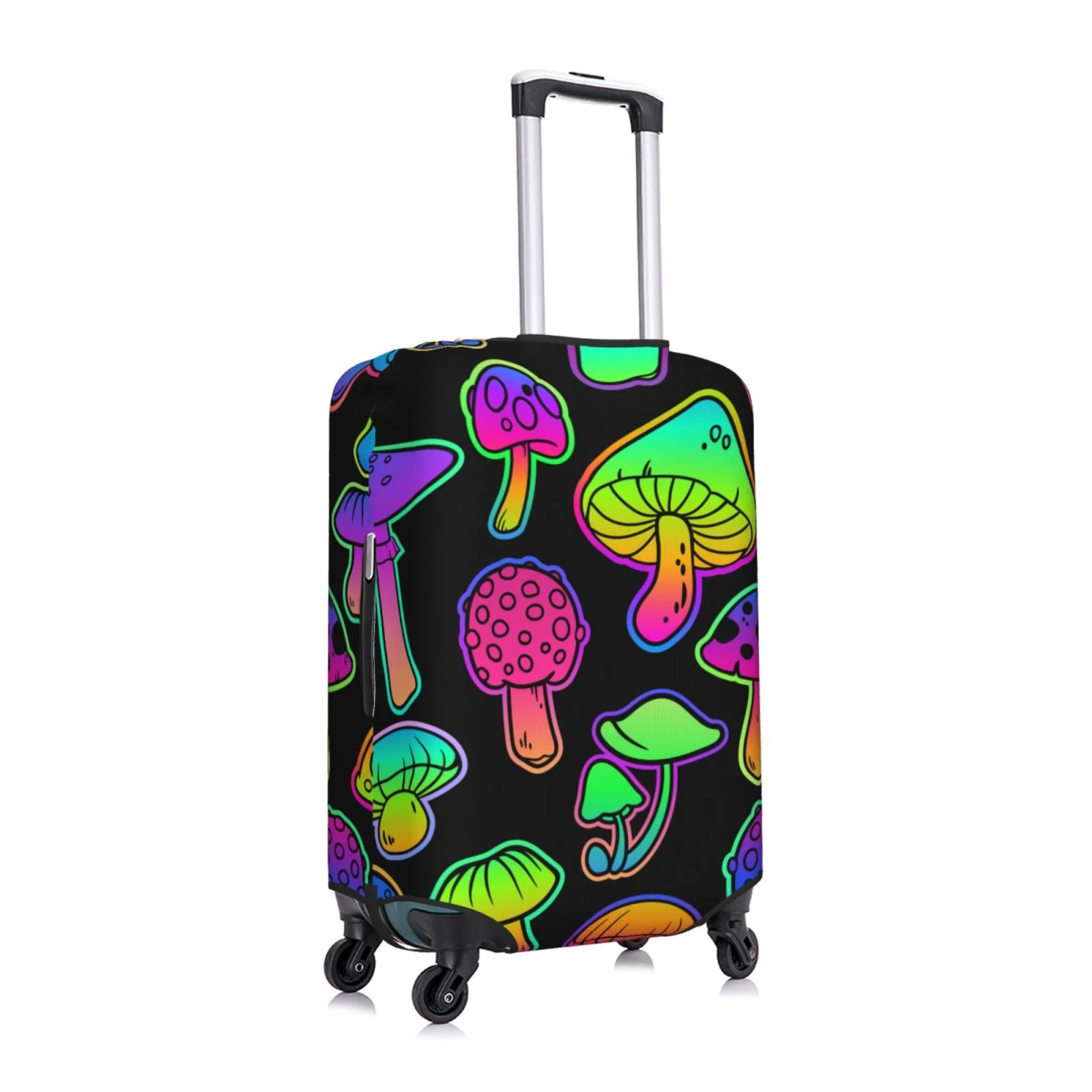 Easygdp Bright Mushrooms Print Elastic and Washable Suitcase Protective Cover with Hidden Zipper Fits 18-32 inch Luggage -Small