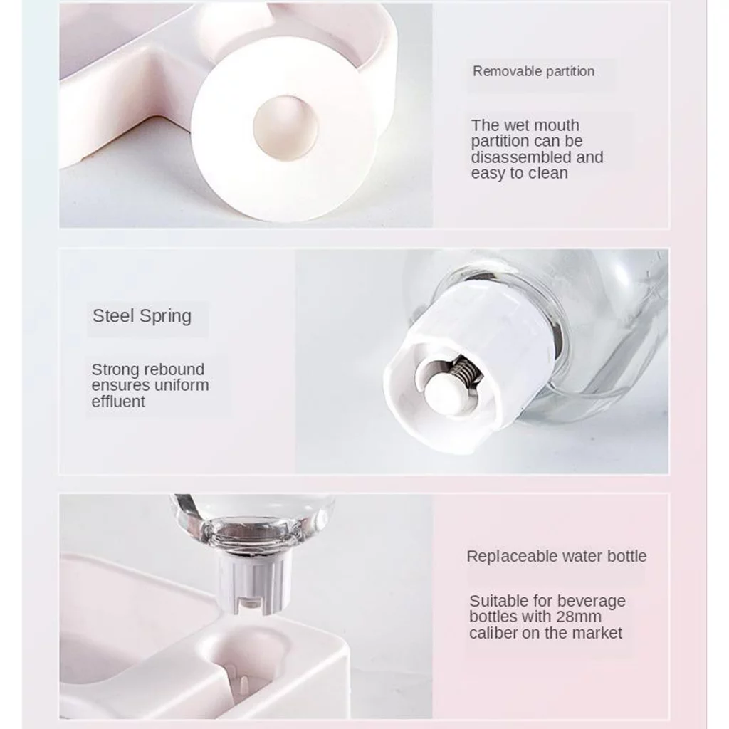 double puppy Cat Bowls, Gravity Food Bowl, Pet Automatic Drinking Fountain Dispenser Detachable Transparent Feeder Bowls