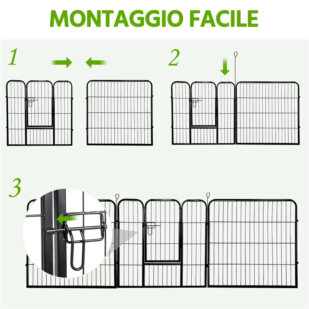 Yaheetech 16 Panels 24'' Dog Playpen Iron Pet Playpen Dog Cat Exercise Fence, Black