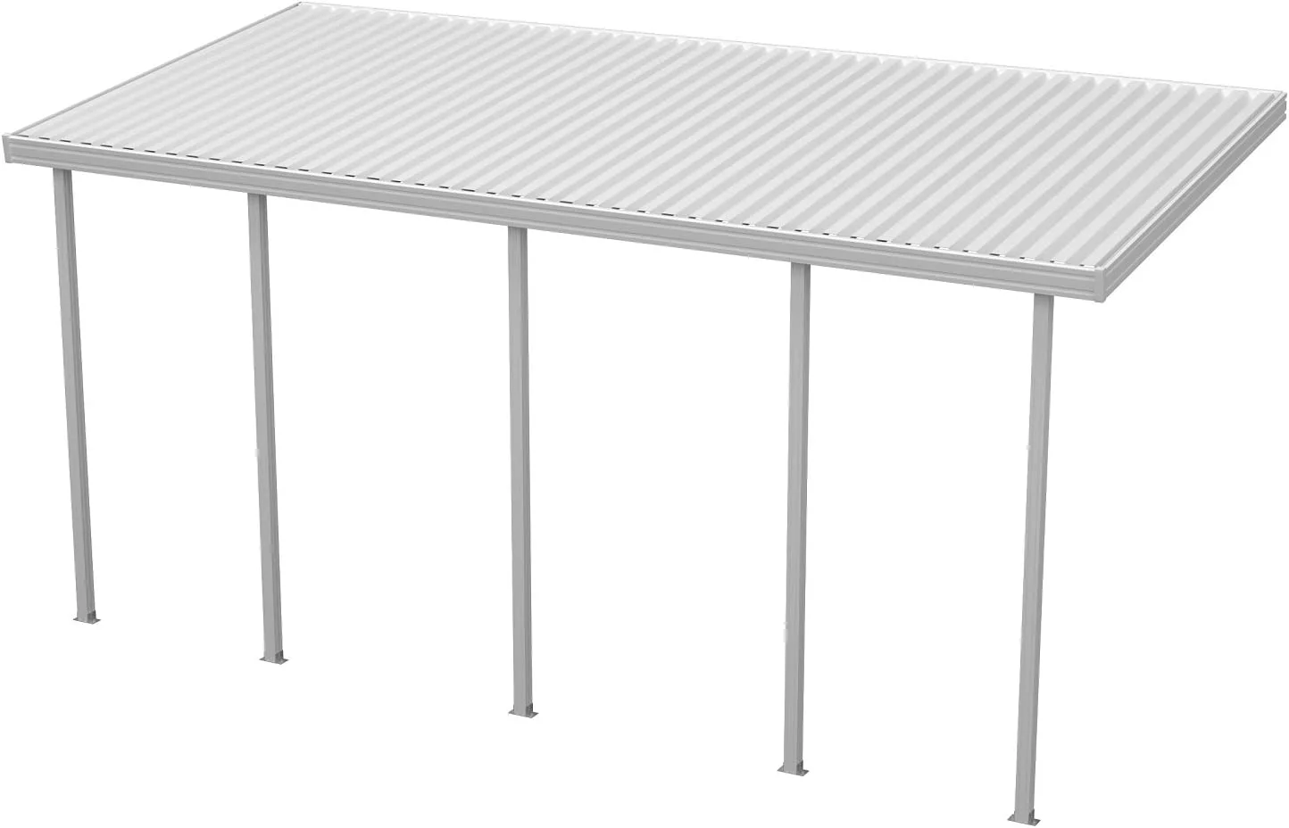 Four Seasons OLS TWV Series 28 ft wide x 12 ft deep Aluminum Patio Cover with 10lb Snowload & 5 Posts in White