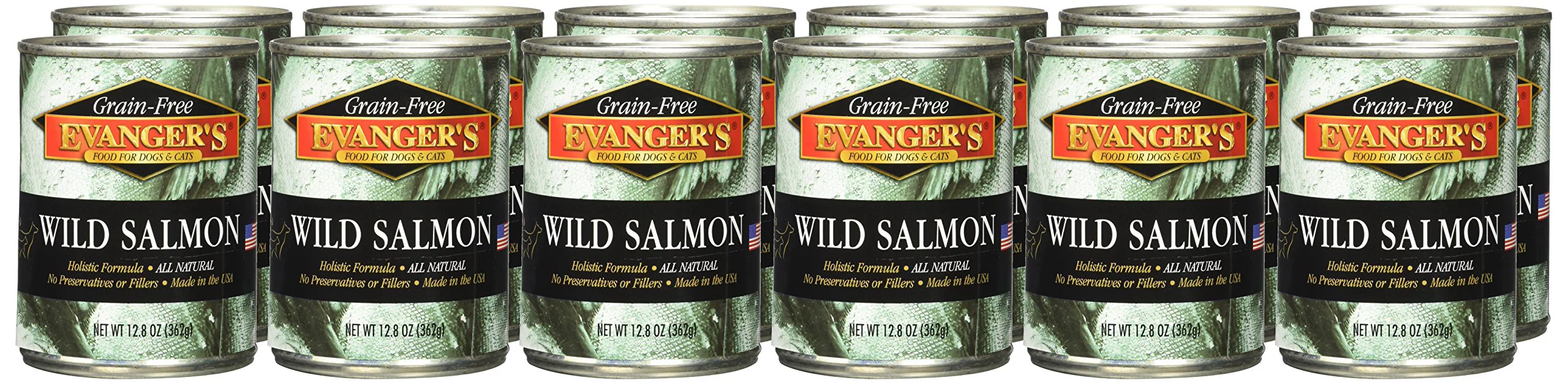 Evanger's Grain-Free Wild Salmon Canned Dog & Cat Food 12 oz 12 Pack - PDS-077627201356