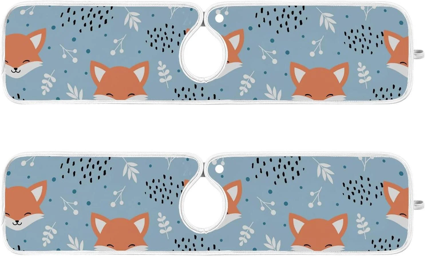 Coolnut 2 Pack Faucet Mats Splash Guard for Kitchen Sink,Cute Fox Wolf Flowers 23x5 Inch Super Absorbent Microfiber Sink Protector Mat, Kitchen Sink Mat Machine Washable Kitchen Sink Accessories