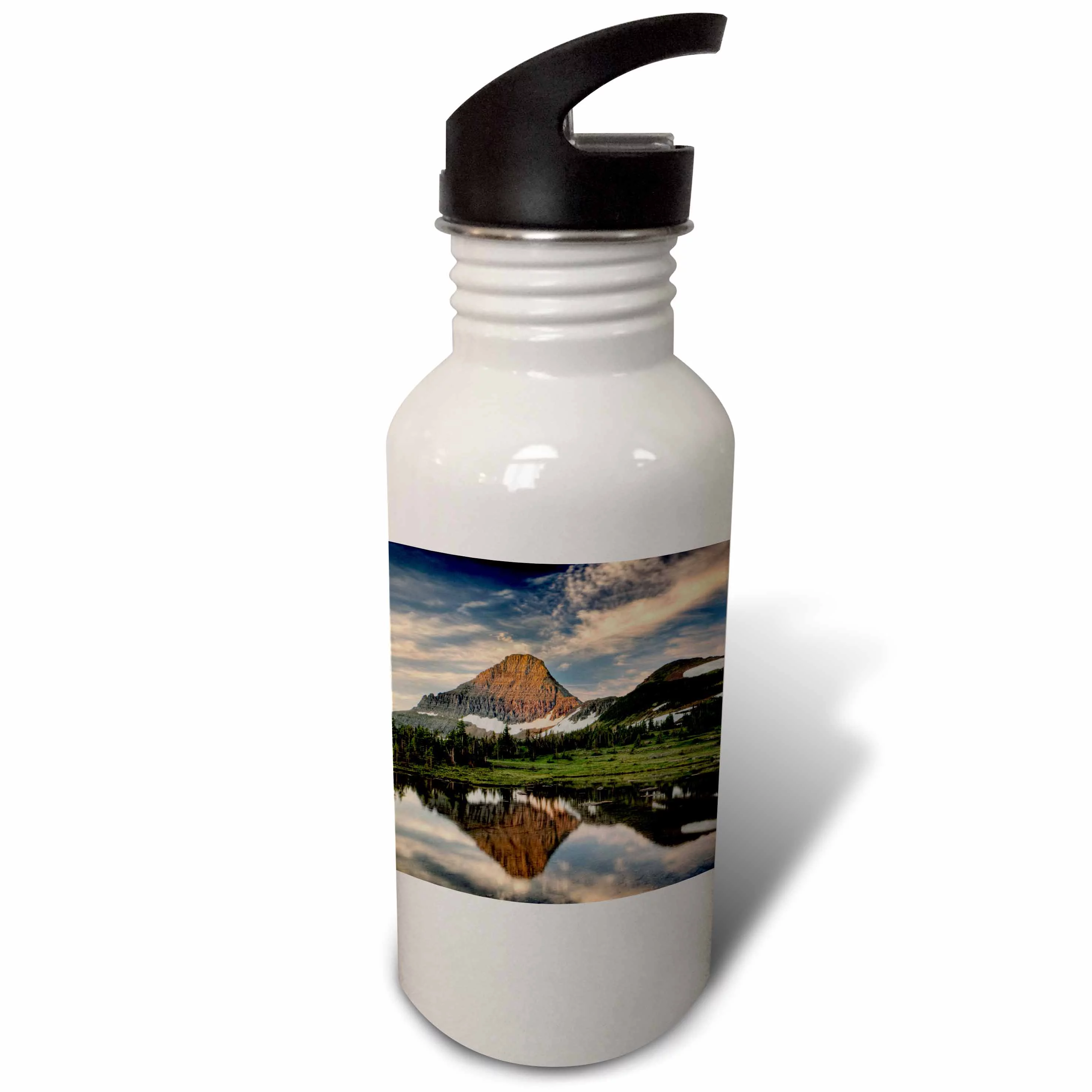 Sunrise and reflection, Glacier National Park, Montana - US27 AJE0104 - Adam Jones 21 oz Sports Water Bottle wb-91585-1