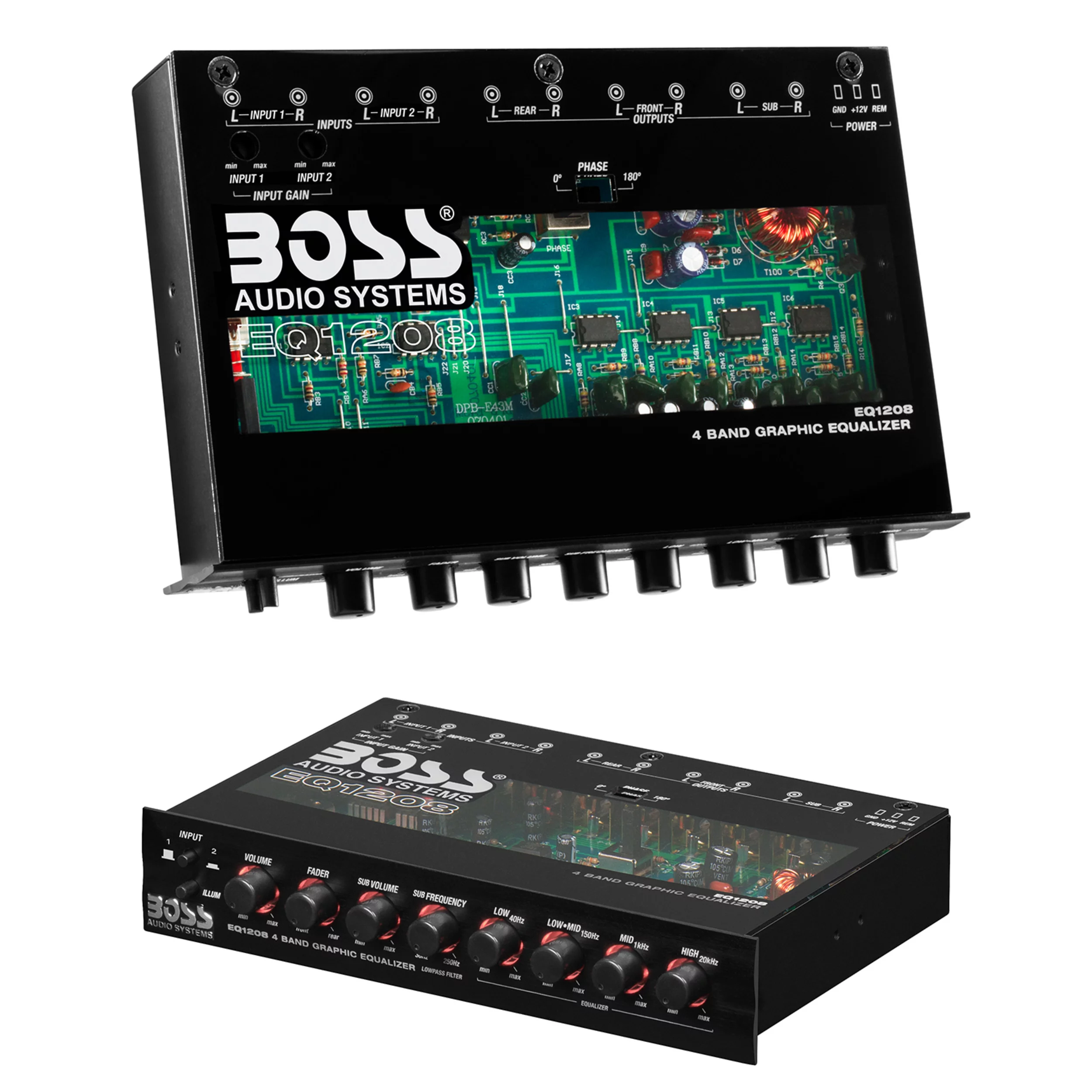 NEW BOSS EQ1208 4-Band Preamp Car Audio Equalizer w/ Subwoofer Sub Output EQ Out