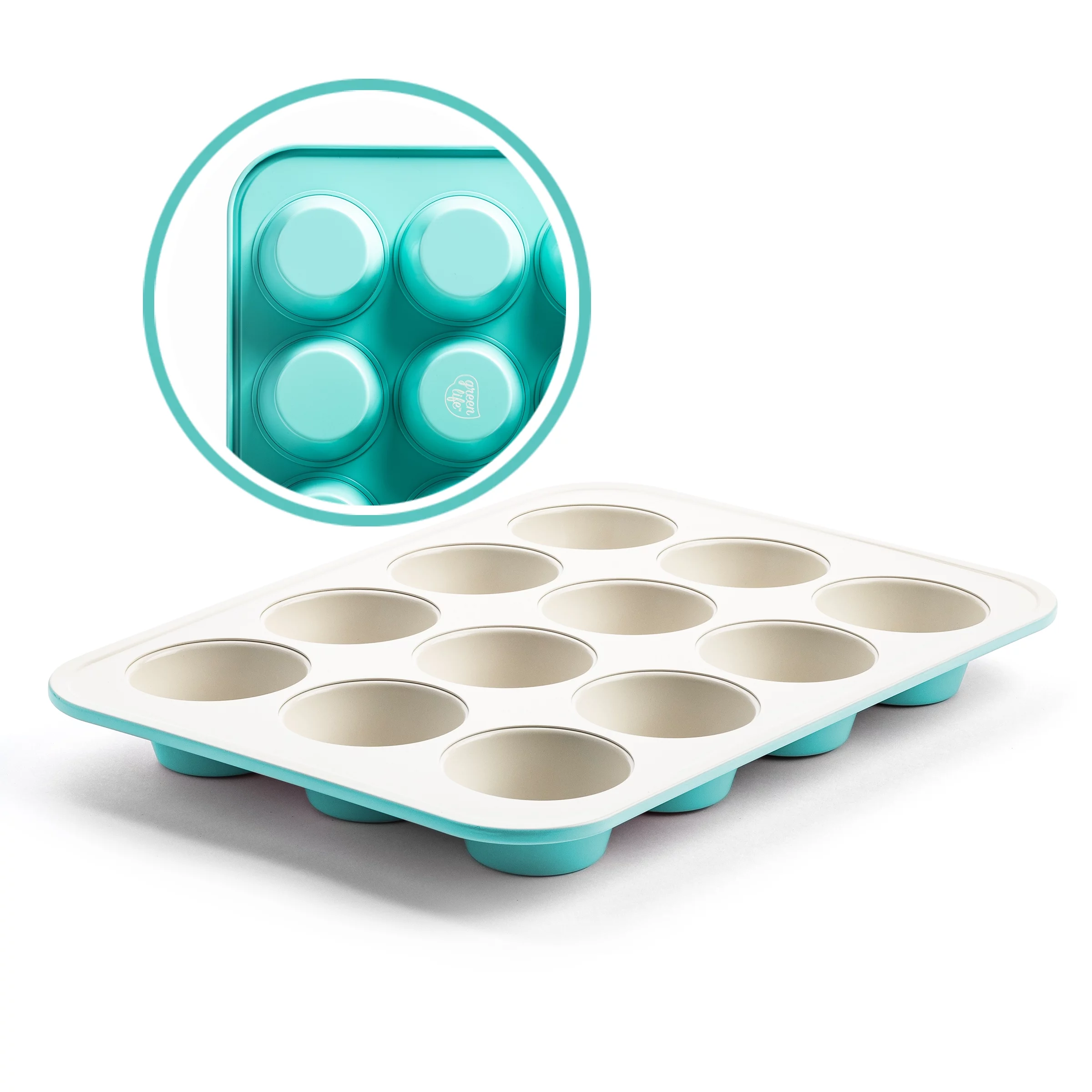 GreenLife 12 Cup Muffin Pan, Healthy Ceramic Nonstick Bakeware 2.85