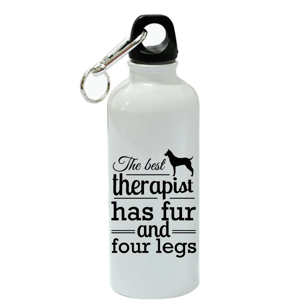The Best Therapist Has Fur and Four Legs White Aluminum Sports 20 oz Water Bottle