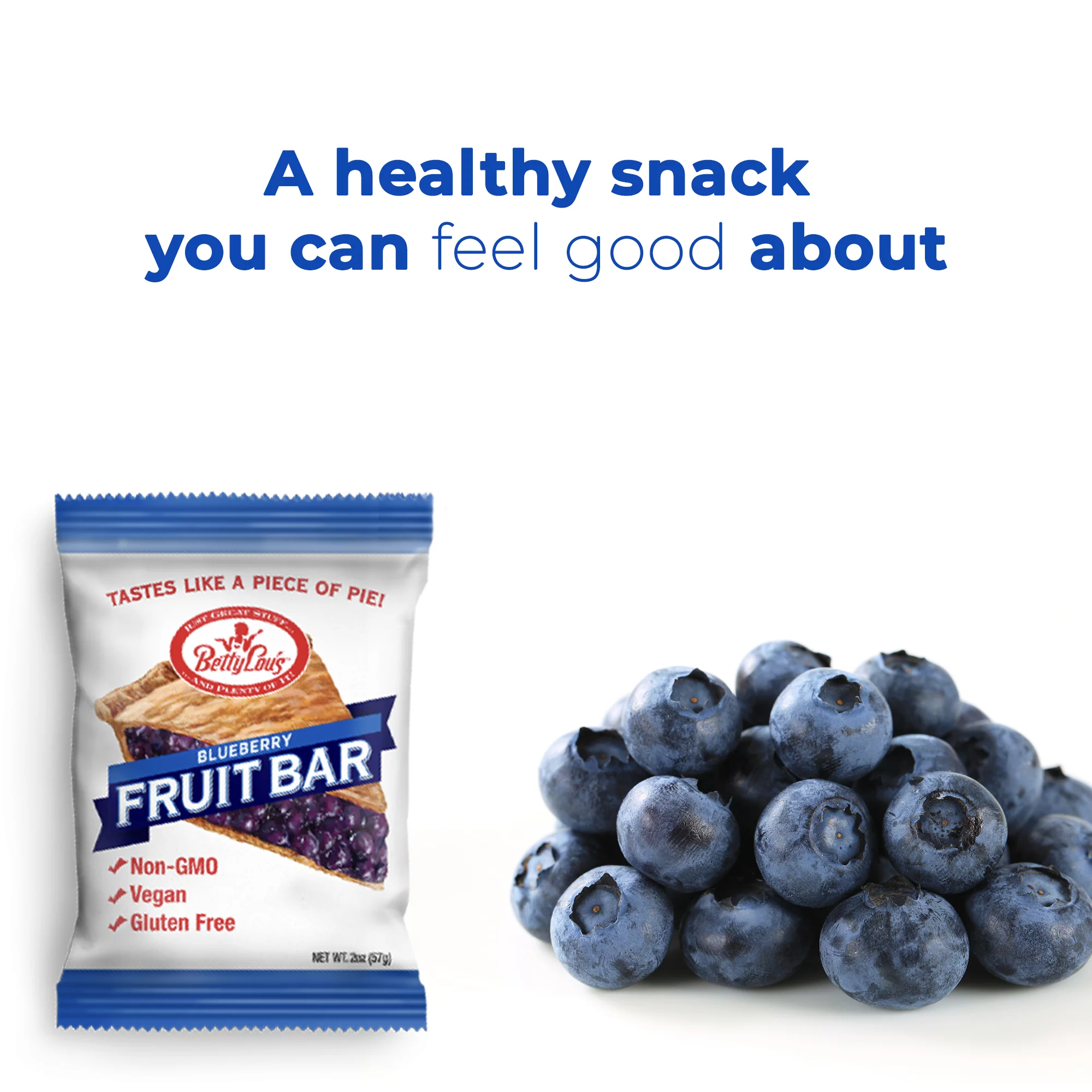 Betty Lou's Blueberry Fruit Bars, Vegan, Gluten Free Snacks 12 Ct.