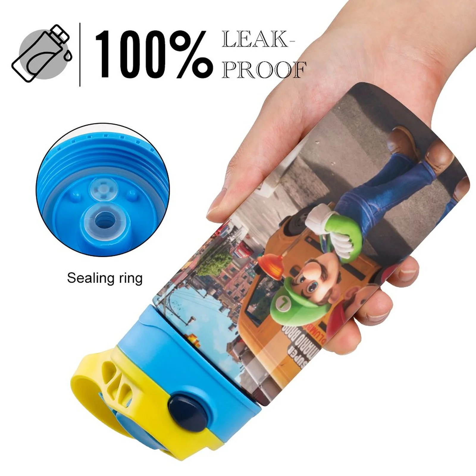 Mario Bros Movie Game Kid's Insulated Water Bottle With Straw Vacuum Stainless Steel Cup Leak-Proof Children Toddler Thermoses