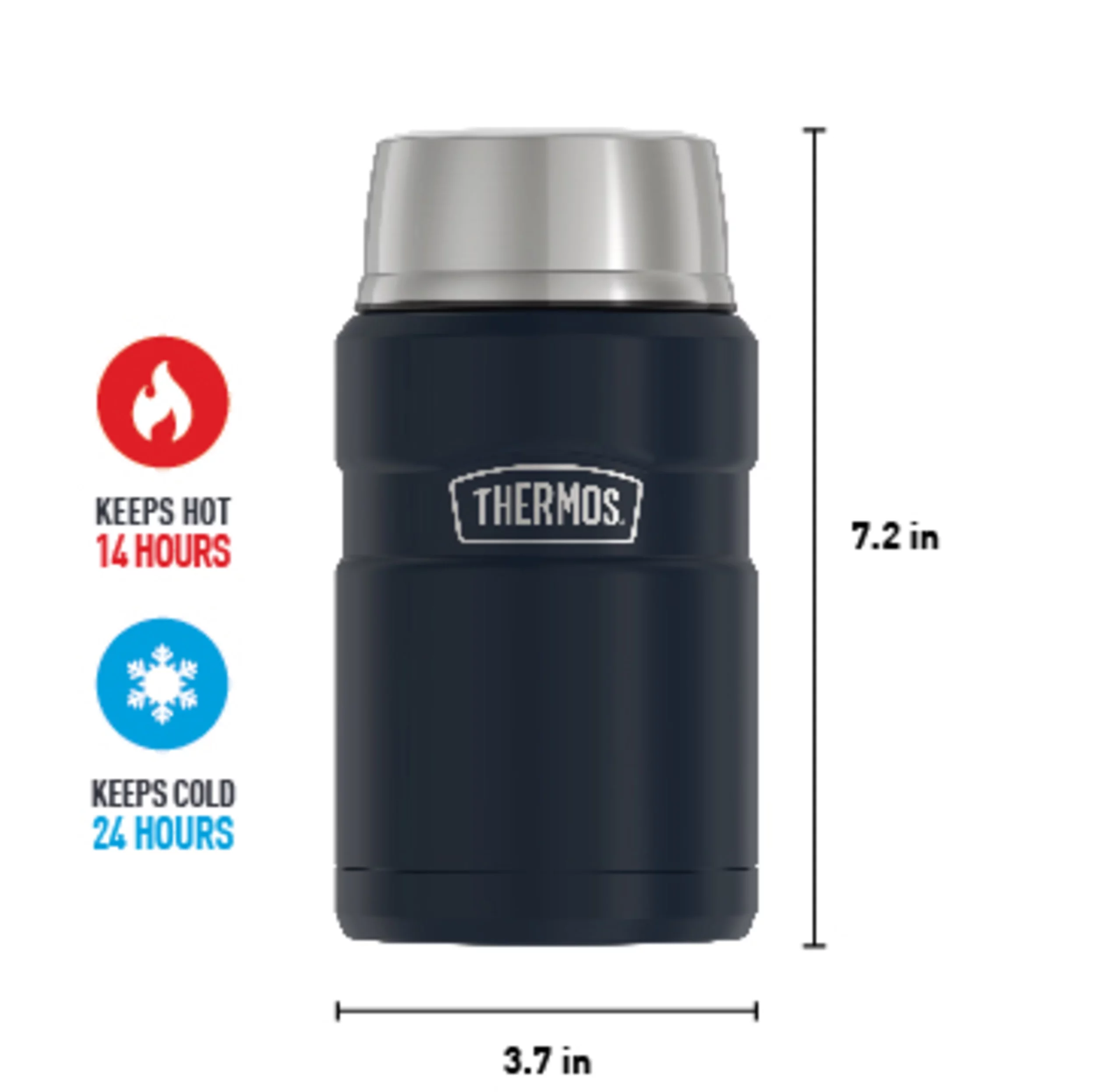 Thermos Stainless King Food Jar, Matte Midnight Blue, 24 Ounce
