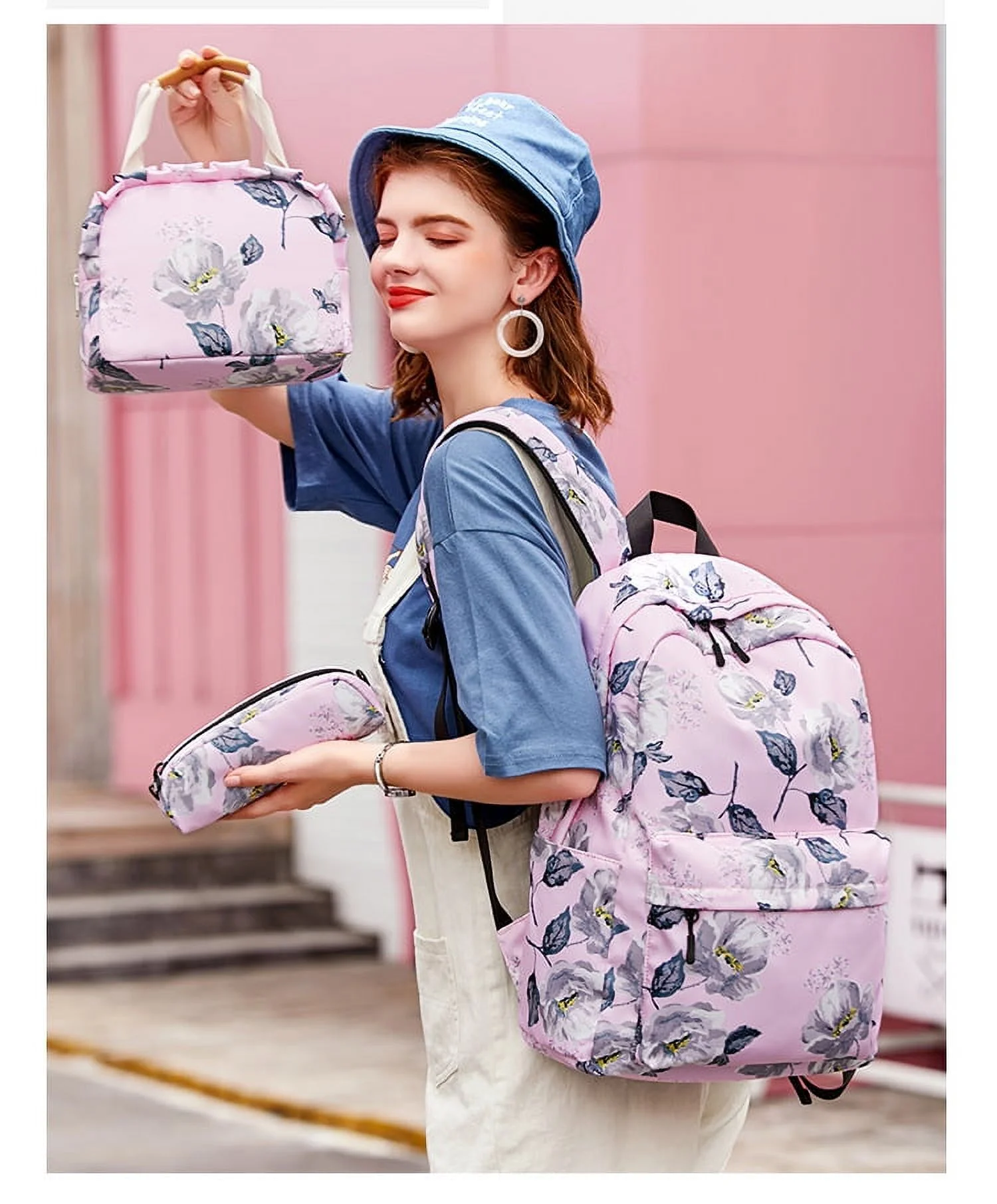 Asge School Backpack Teen Girls Boys Kids Bookbag Set with Lunch Box Pencil Case Travel Laptop Backpack Casual Daypacks