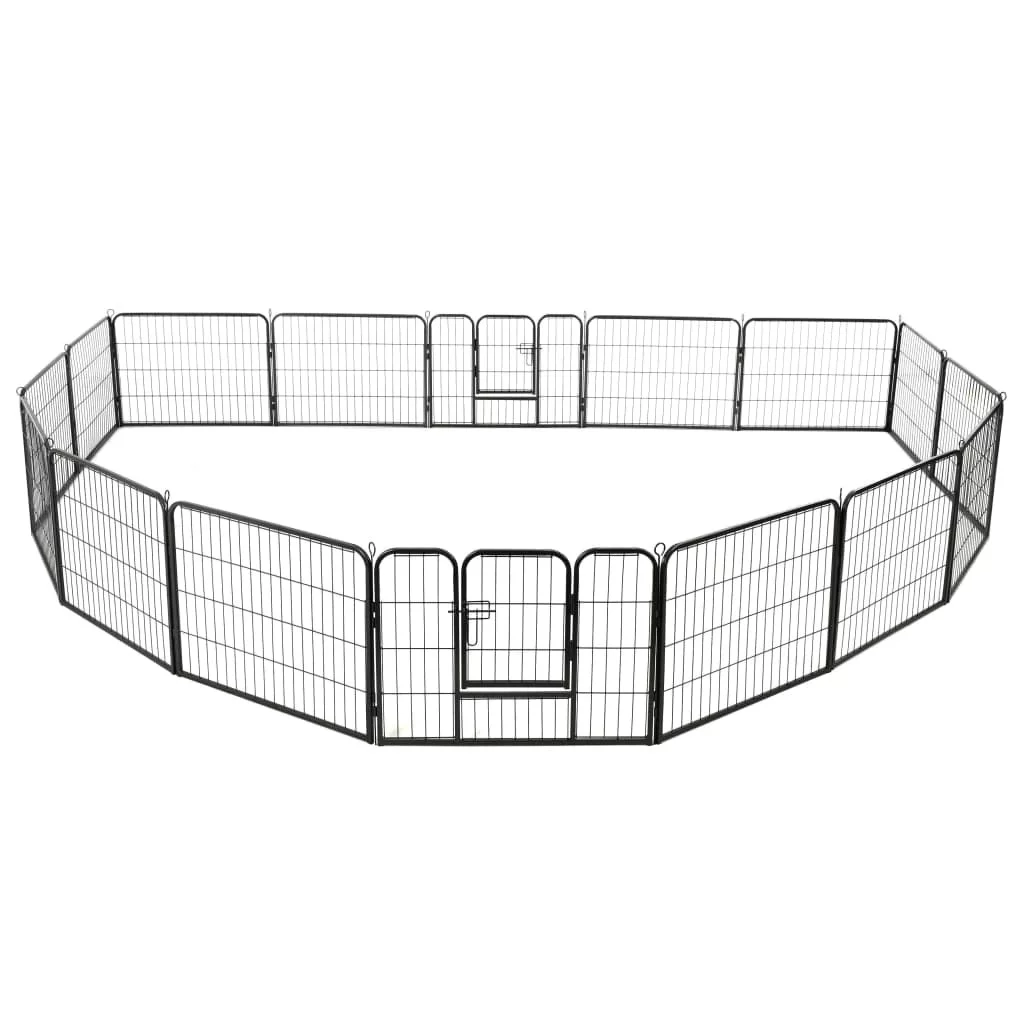 vidaXL Dog Playpen 16 Panels Steel 31.5
